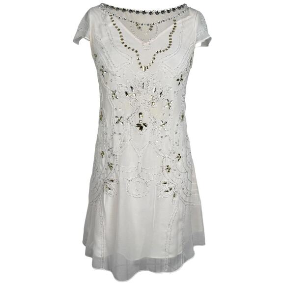 Other Dresses & Skirts - Y2K L.A.F.E.R. white beaded sheer dress Y2K embellished fairy size S